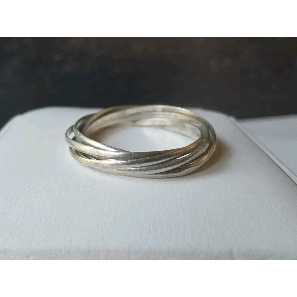 925 Sterling Silver Intertwined Bands Ring, Size US 8.5 Vintage